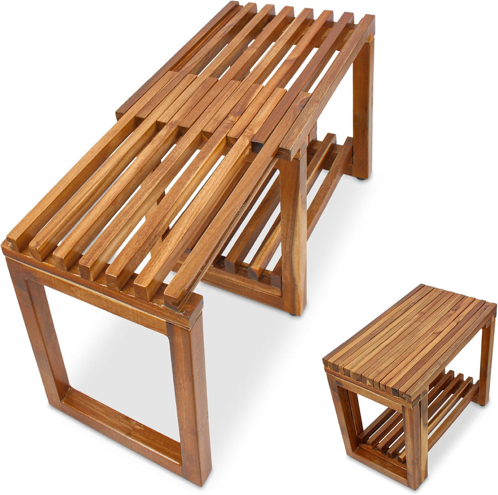 Adjustable Length 29 Inches Shower Stool Bench Chair Waterproof with Storage ...