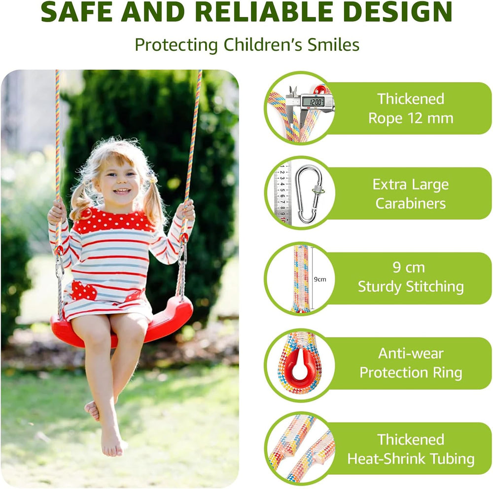 Heavy Duty Tree Swing Ropes with Safer Lock-(2Pack, Rainbow,20FT)