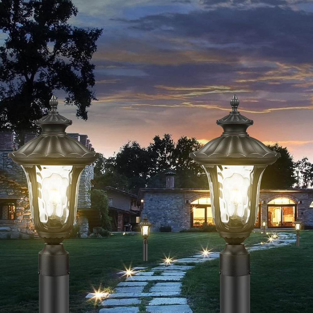 Outdoor Post Lights Fixtures, 18'' Medium Black Aluminum Waterproof a...