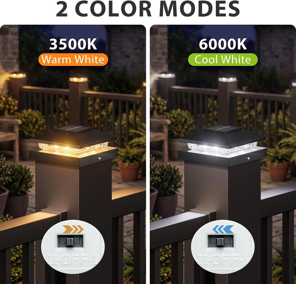 JOFIOS 4x4 Solar Post Cap Light 24Pack, 2 Modes Waterproof for Deck Fence