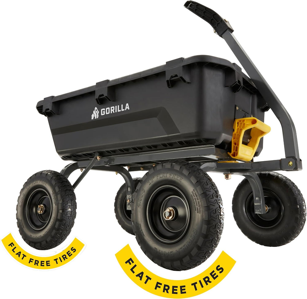 Gorilla Carts Dump Garden Cart, 7 Cu Ft,1200 lb Capacity, No-Flat Tires