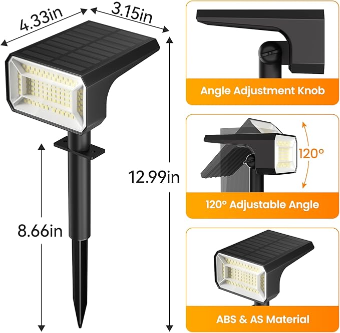 Fabrito Solar Spot Lights Outdoor 10 Pack, [108Leds, 4 Modes] Auto On/Off Spo...
