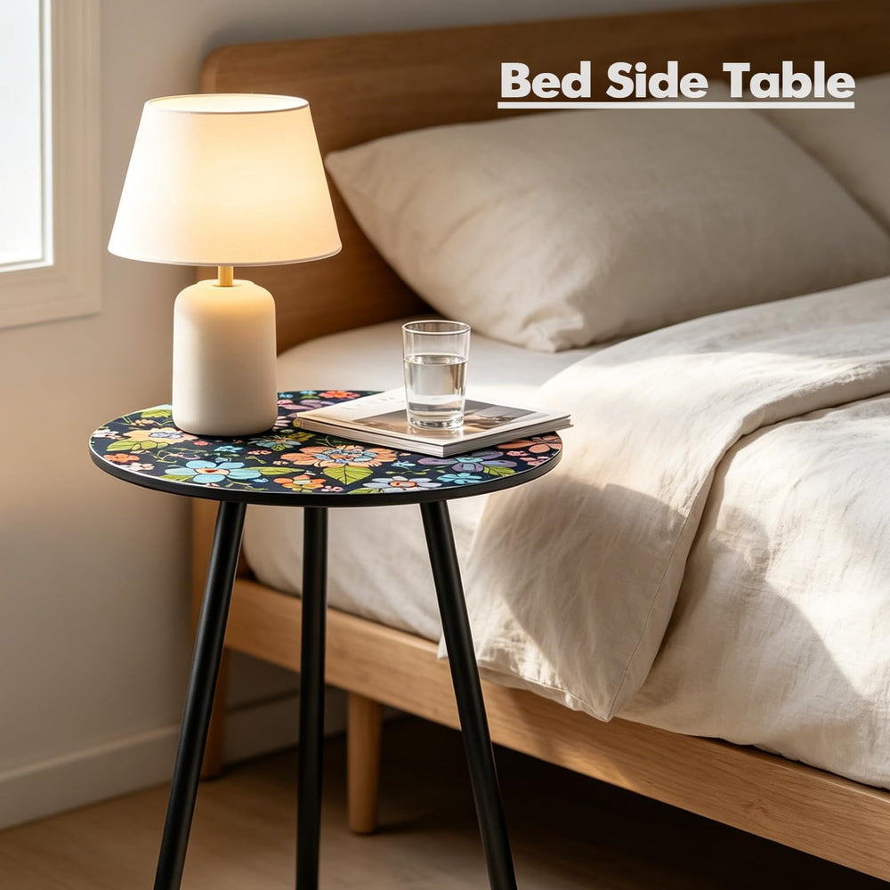 Outdoor Side Table Set of 2 Patio Side Tables for Outside Black End Tables Sm...