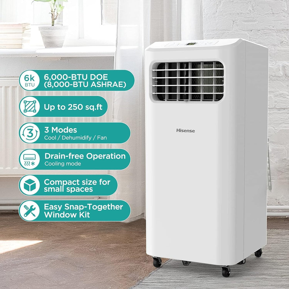 Hisense Portable Air Conditioner 6,000 BTU Cooling Dehumidifier Fan for Small...