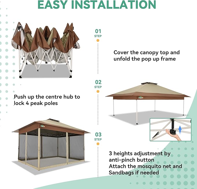 COBIZI 13x13 FT Pop up Gazebo on Clearance - Outdoor pop up Canopy Tent,carpa...