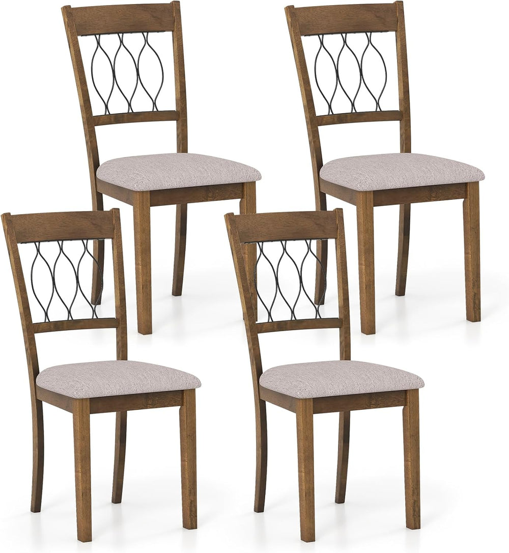 GIANTEX Dining Chairs Set of 4, Fabric Upholstered Armless Kitchen Chairs w/H...