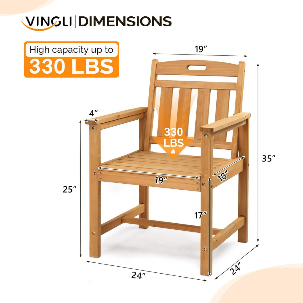 VINGLI Outdoor Dining Chairs, Solid Wood Patio Chairs Outdoor Chair for Garde...