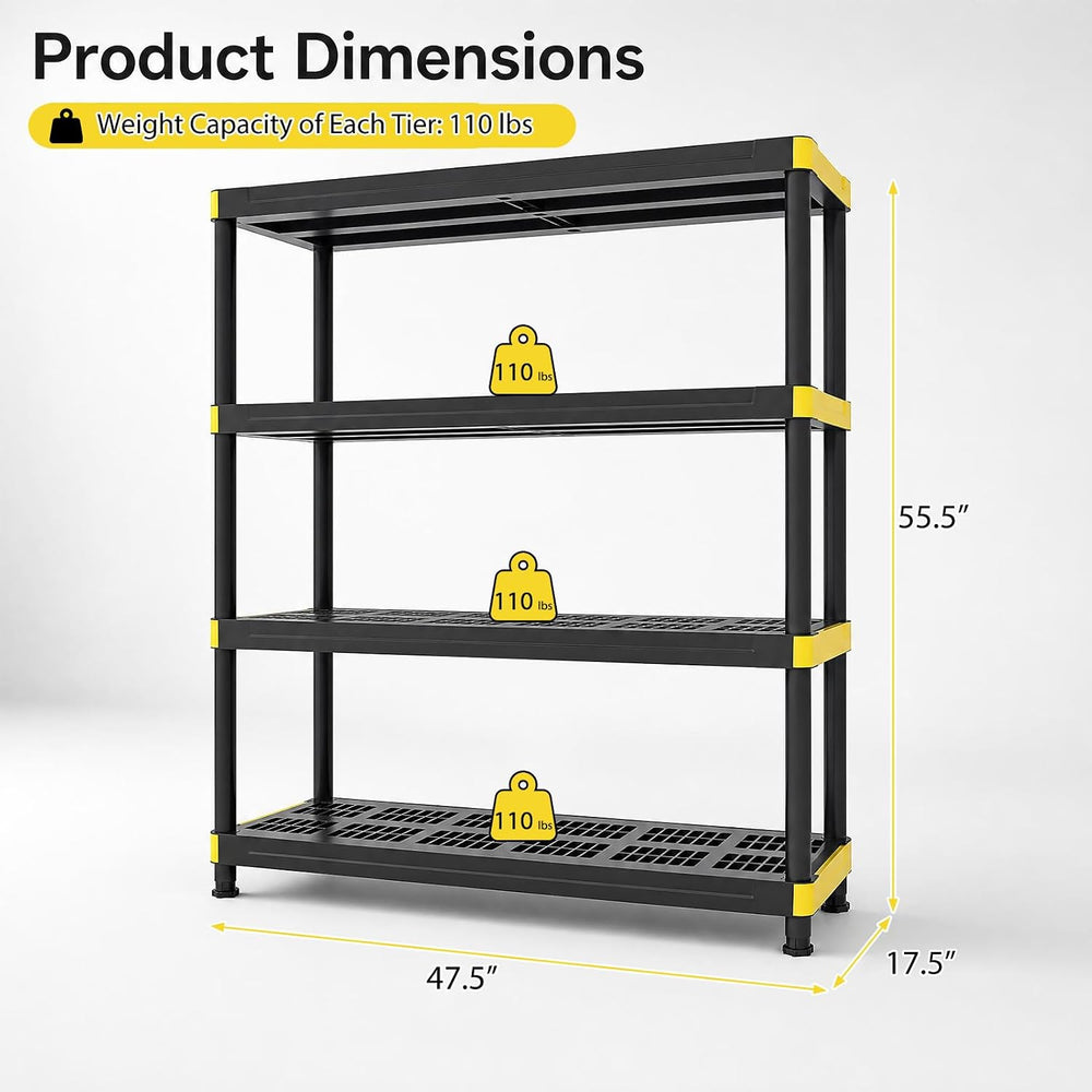 GIANTEX 4-Tier Plastic Storage Shelf, Heavy-Duty Utility Rack