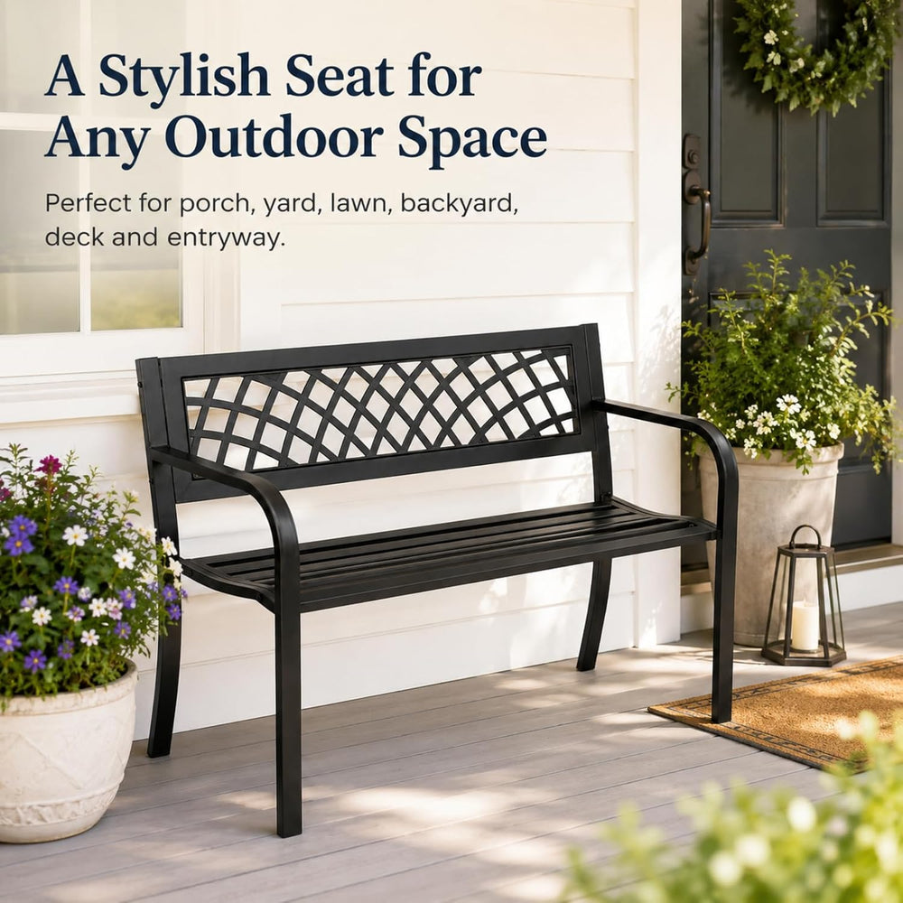 Meet perfect Outdoor Garden Bench Metal, Black