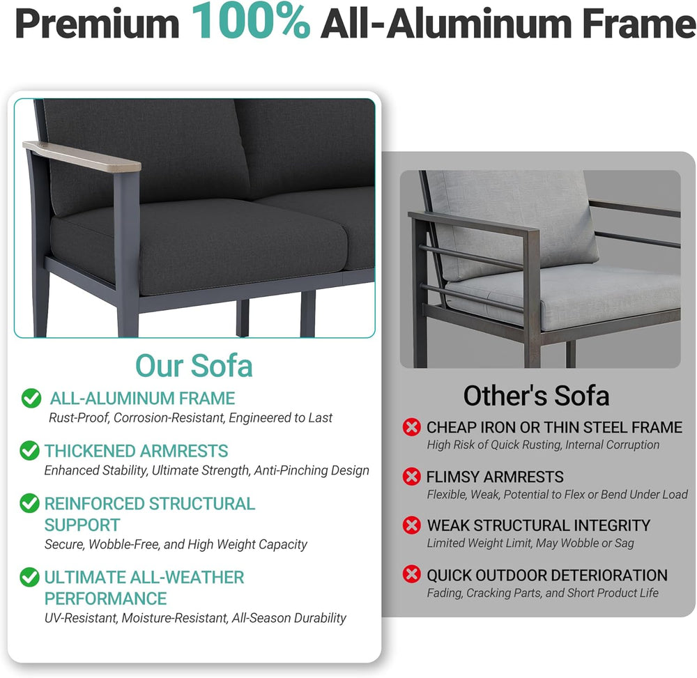 Aluminum Patio Swivel Rocking Chair Outdoor Bistro Set with Ottomans | 5PCS O...