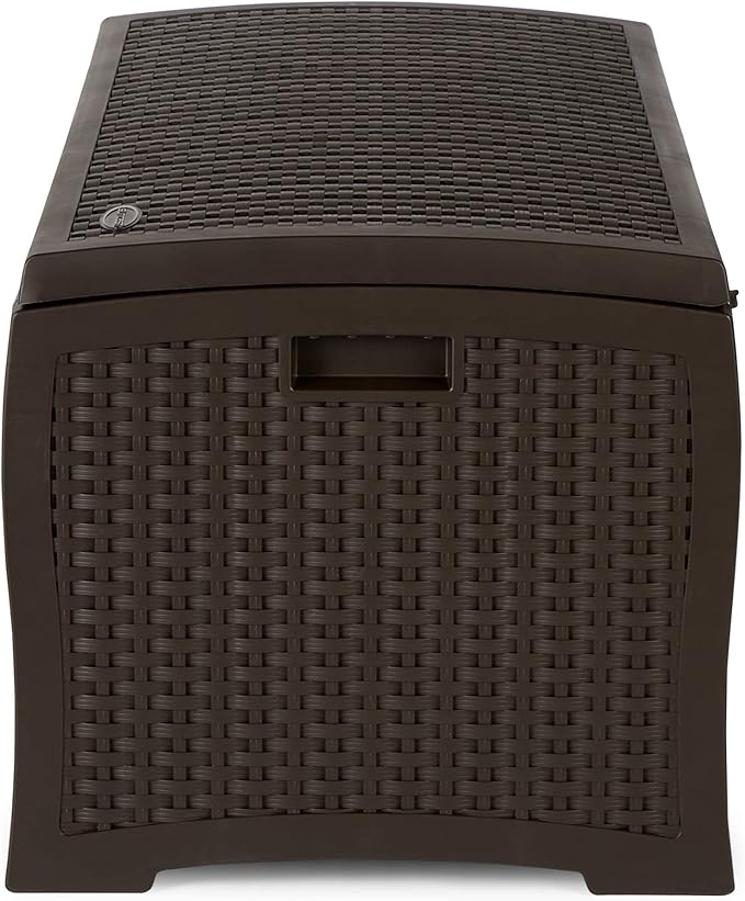 Suncast Outdoor Storage Box - 73 Gallon Mocha Brown Deck Box for Patio, Water...