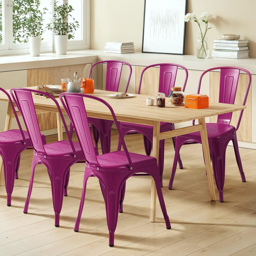 Furmax Metal Dining Chair Indoor Outdoor Use Stackable Classic Trattoria Chai...