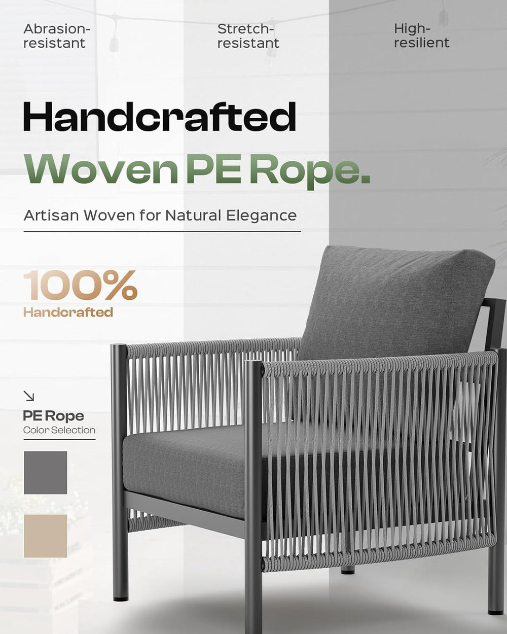 Aluminum Outdoor Patio Furniture Set with Dual-Layer Coffee Table, 4 Piece Mo...