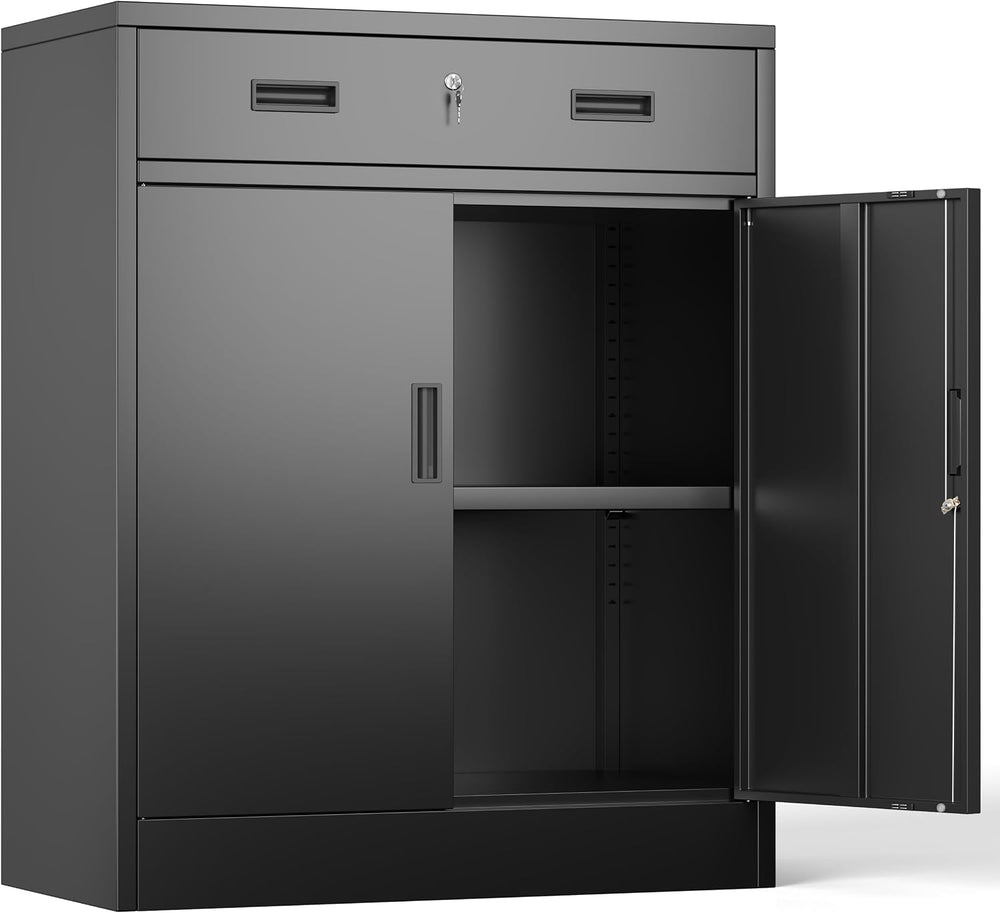 36" H Metal Storage Cabinet, Garage Storage Cabinets, Locking Cabinet wi...