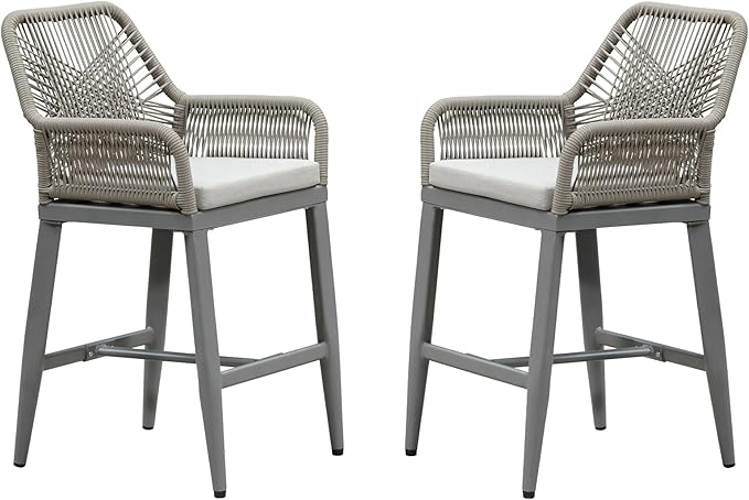 PURPLE LEAF Outdoor 24" Counter Height Bar Stools Chair Set of 2, All We...