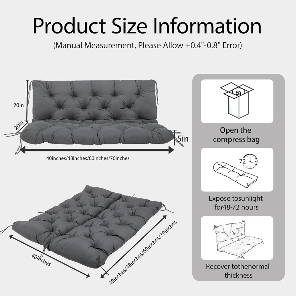 Porch Swing Cushions 60x40 Inch, 5" Extra Thick Waterproof Outdoor Swing...