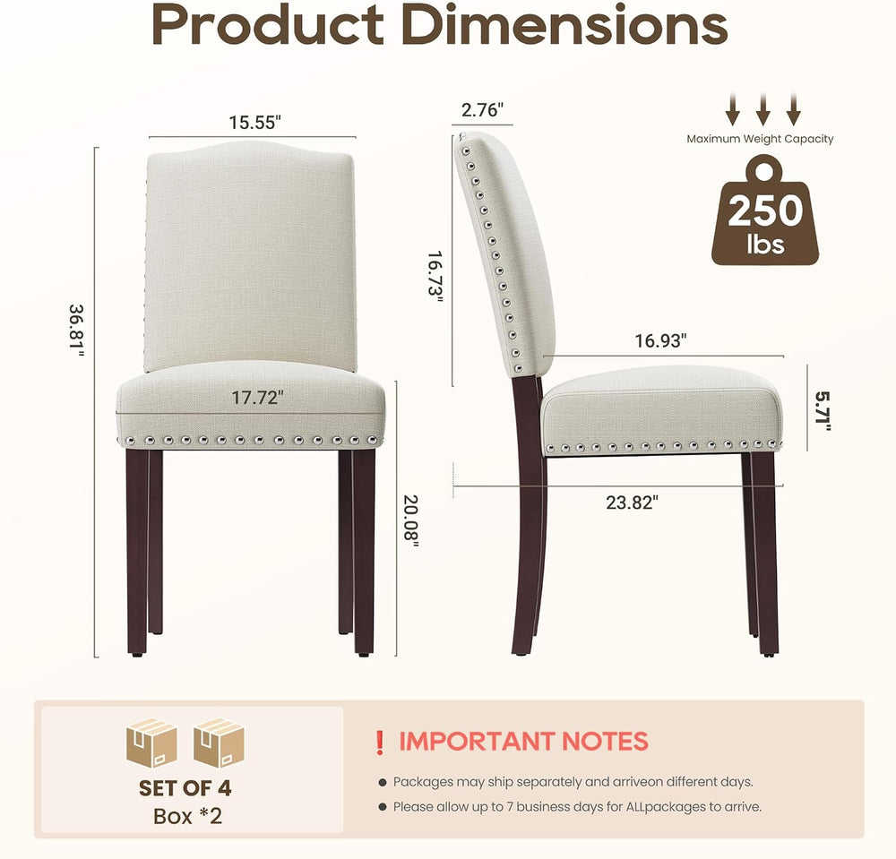 Upholstered Dining Chairs Set of 4 with Thickened Seat Cushion
