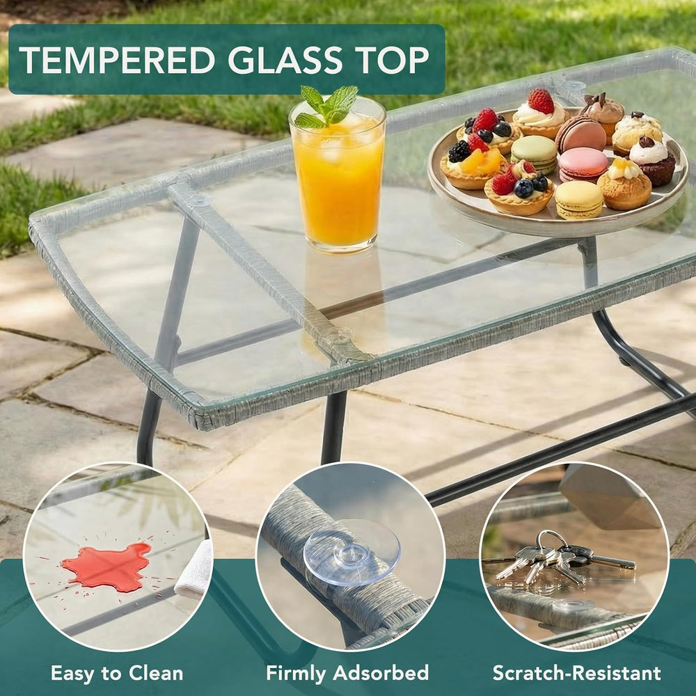 DUMOS Outdoor 4 Piece Outdoor Patio Furniture Set, Wicker Patio Set