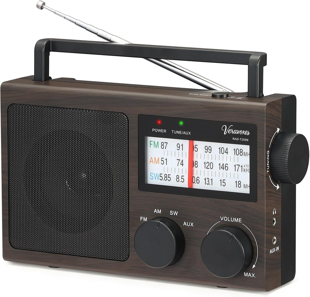 Portable AM FM Shortwave Radio AC & Battery Powered