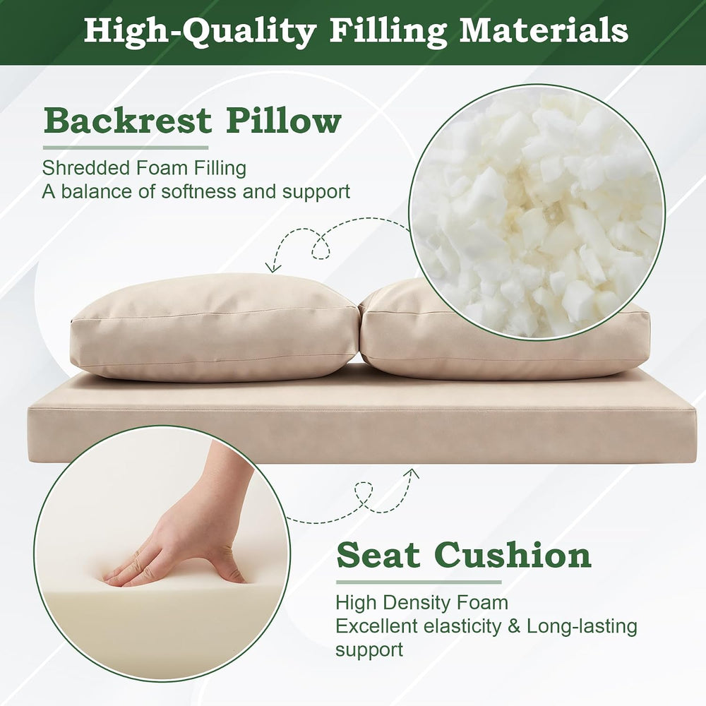 Outdoor Loveseat Cushion Set, 46" x 26" Patio Loveseat Cushions, Wa...