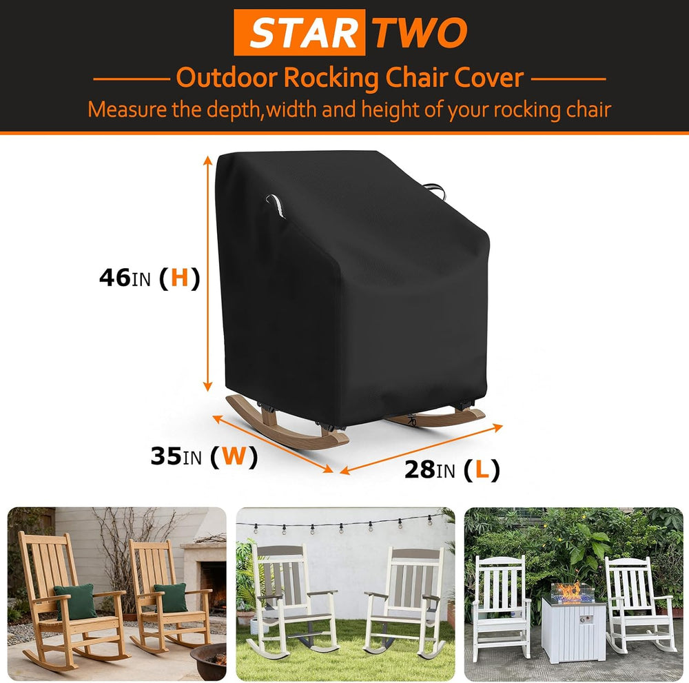 STARTWO Outdoor Rocking Chair Covers 2 Pack , Patio Furniture Covers Waterpro...