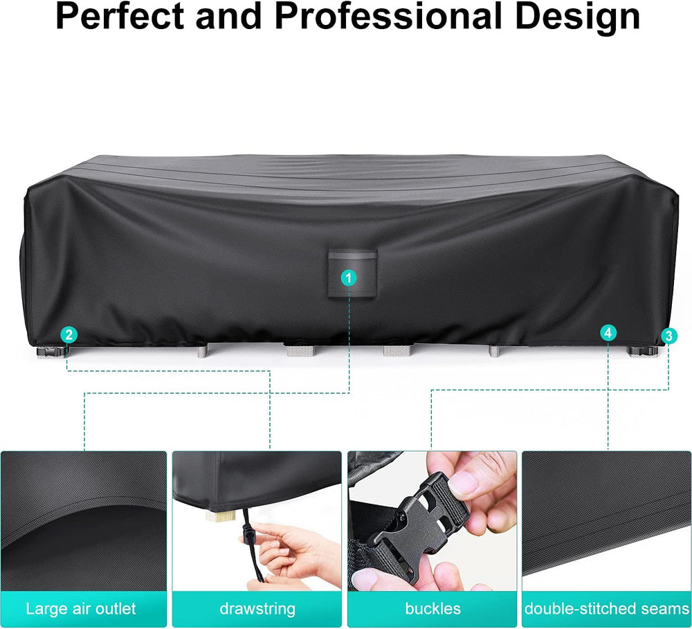 Waterproof Outdoor Patio Furniture Covers 111"L×74"W×28"H Black