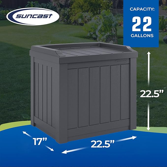 Suncast 2 Pack 22 Gallon Indoor or Outdoor Backyard Patio Small Storage Deck ...