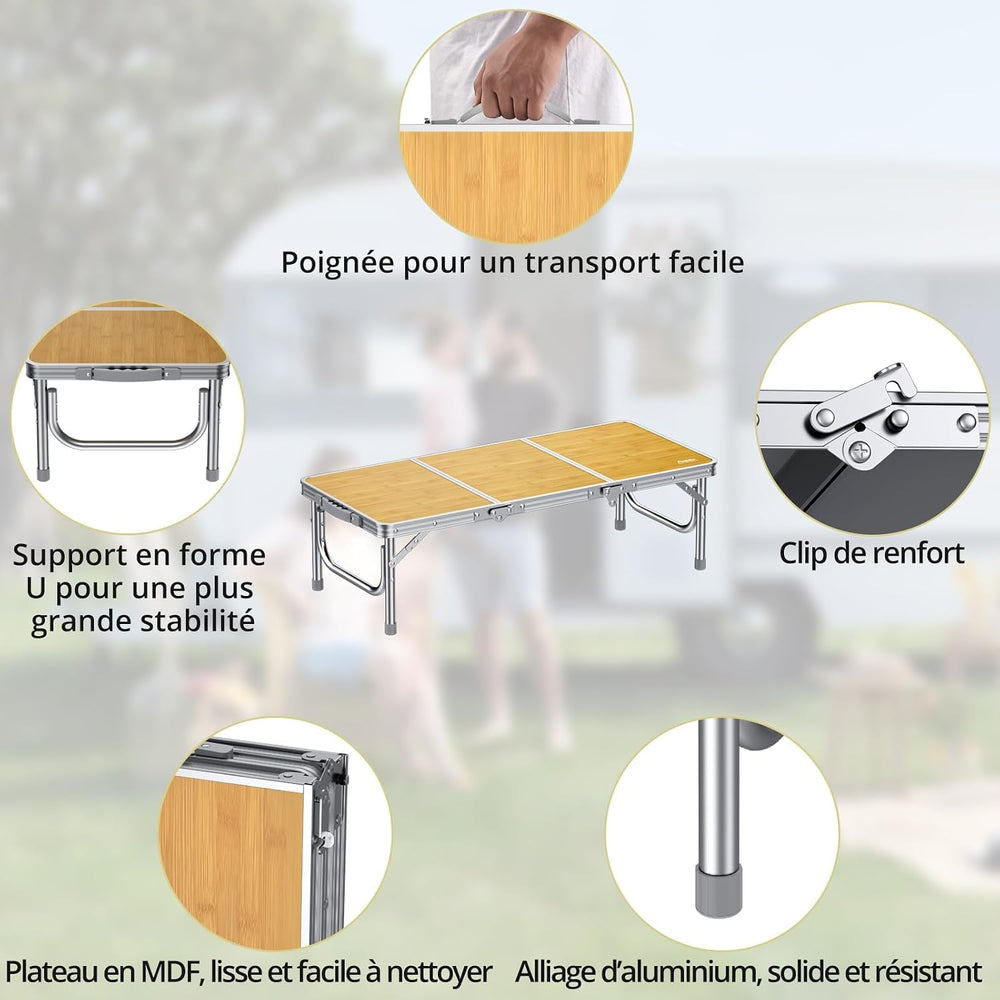 Anbte 34.2" x 15.7" Small Low Folding Picnic Table, 10.3" Heig...