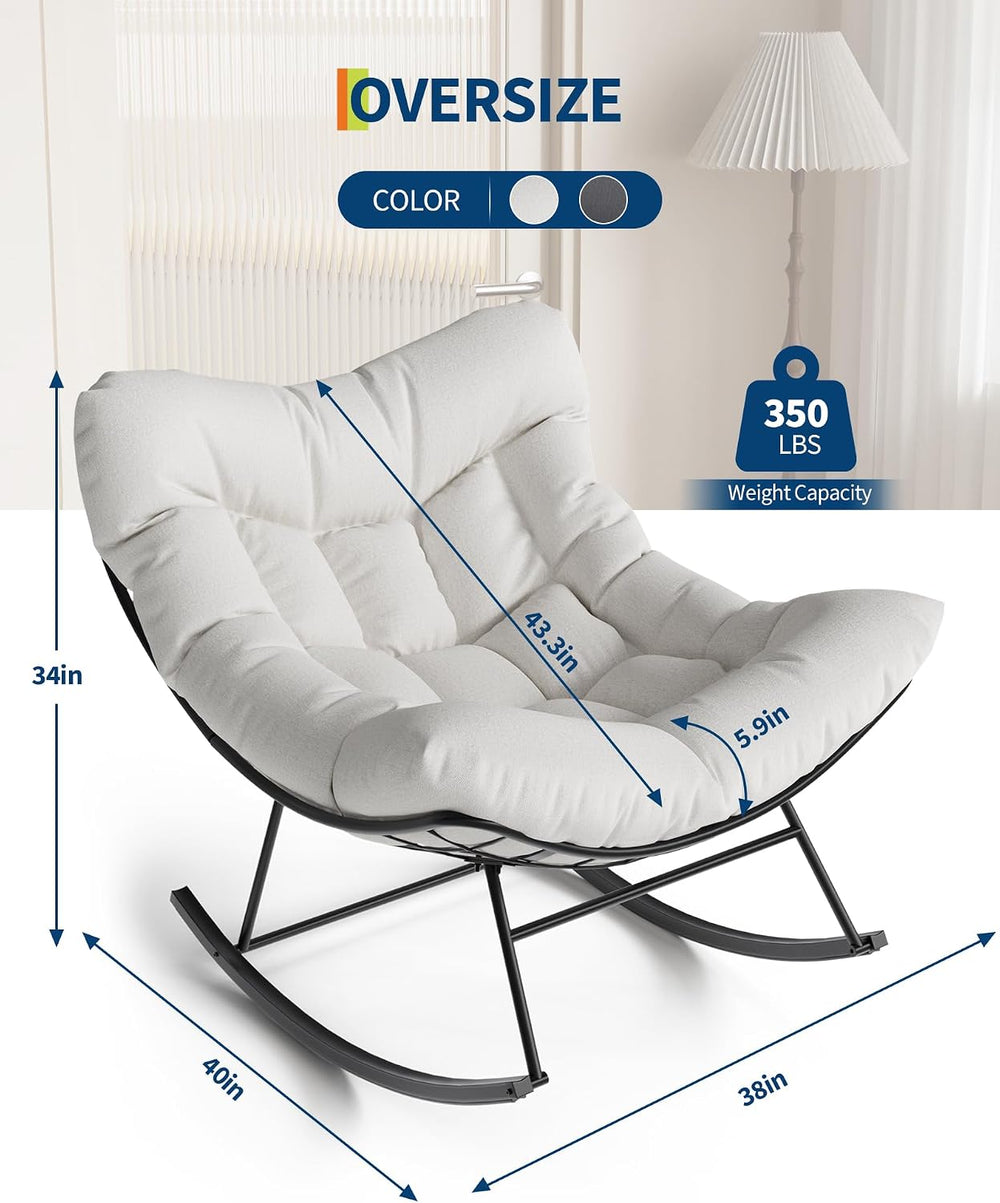 GarveeLife Outdoor Papasan Rocking Chair for Balcony Backyard Porch Bedroom