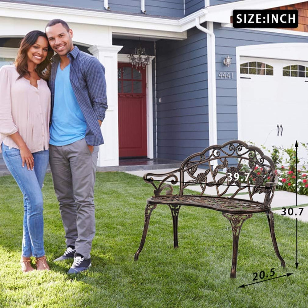 Dkeli Garden Bench Outdoor Bench Park Benches for Outdoors Metal Aluminum Por...