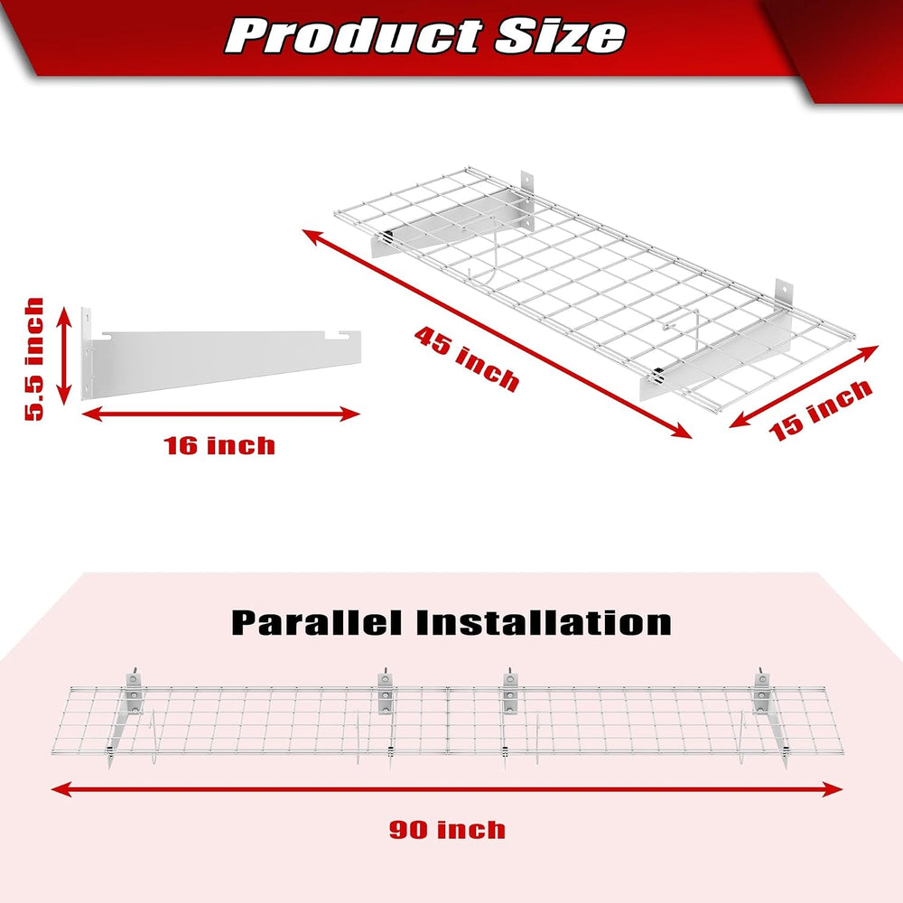 WALMANN 2-Pack Garage Wall Shelves, 45x15 in Wall Mounted Storage Shelf