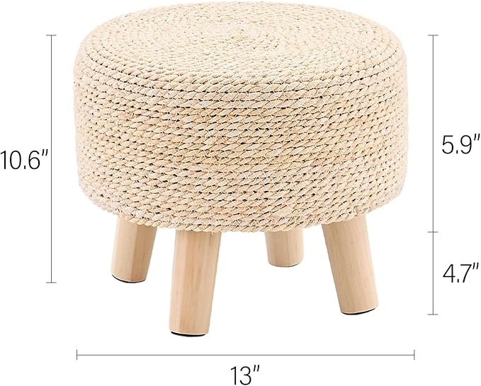 Wimarsbon Round Foot Stool Natural Seagrass Poufs Ottoman Hand Weave Footrest...