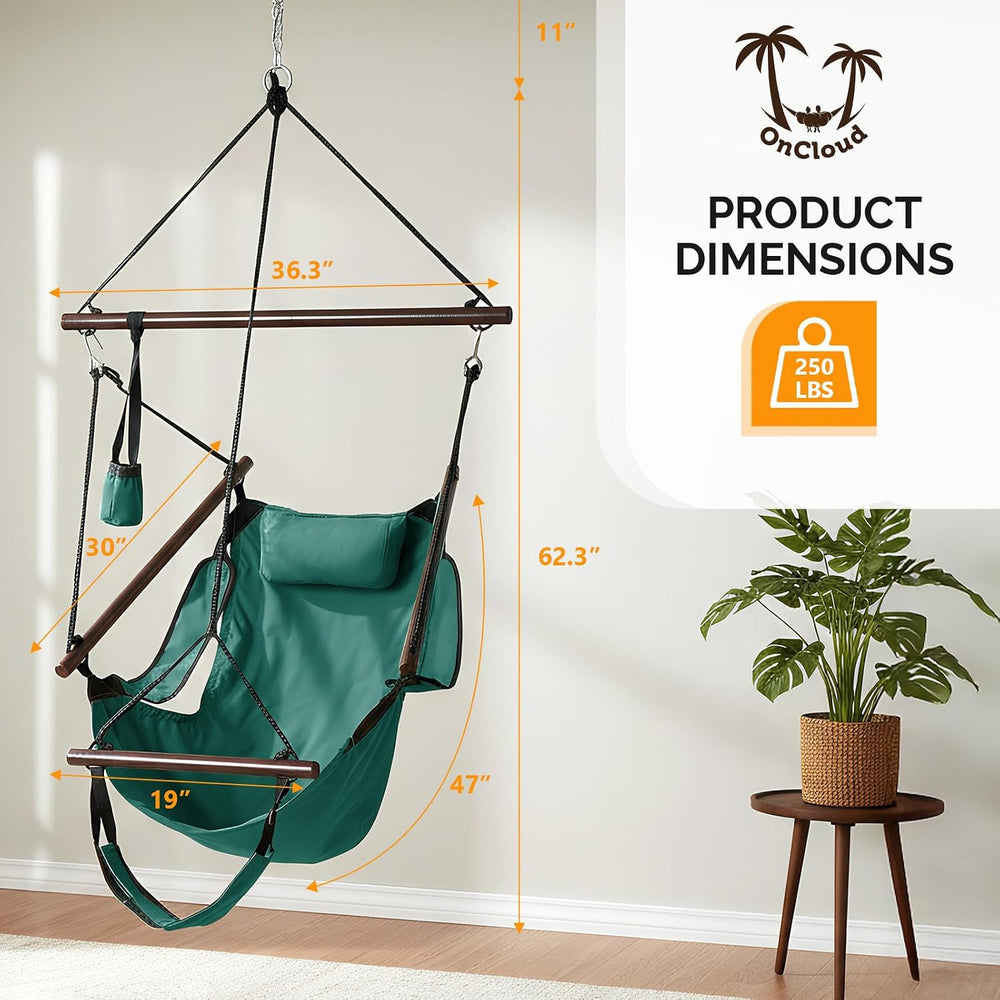 Upgraded Unique Hammock Sky Chair, Air Deluxe Hanging Swing Seat with Rope Th...