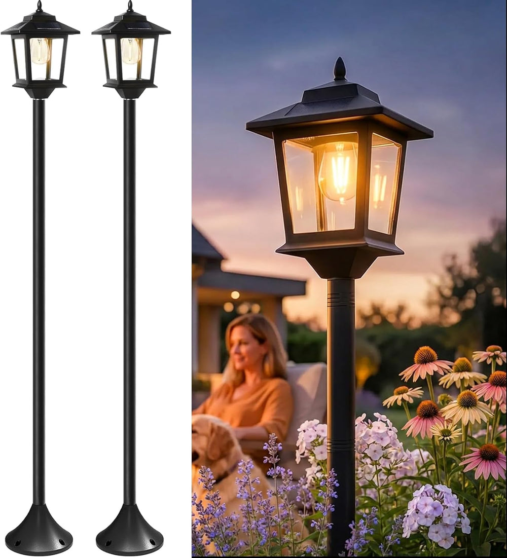 PASAMIC Solar Post Lights Outdoor, 2-Pack 63" Solar Lamp Posts Waterproo...