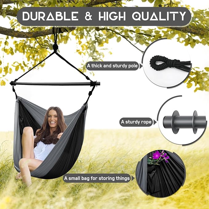 Hammock Swing Chair for Outdoor & Indoor, Lightweight & Portable, Per...