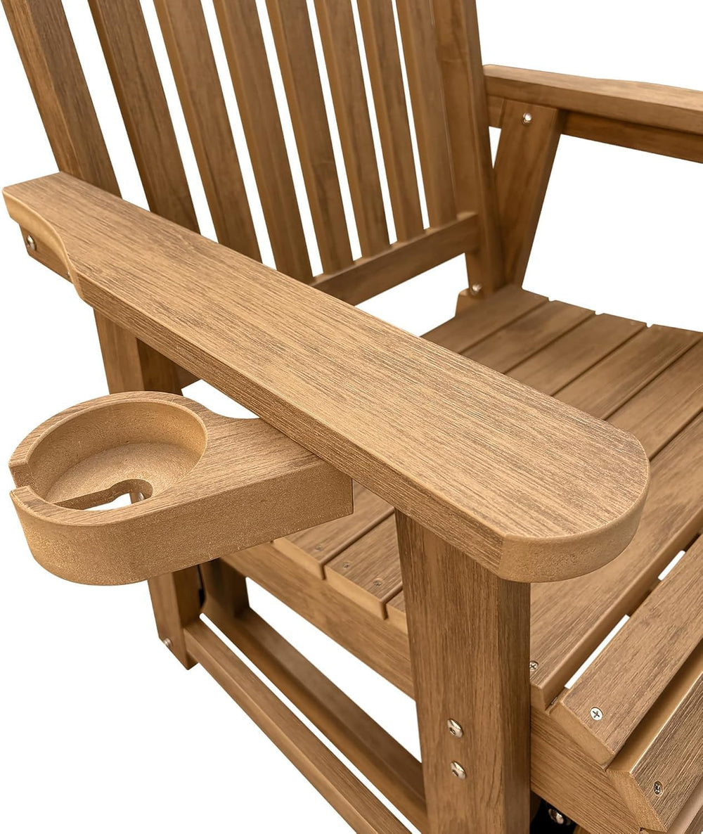 Poly Lumber Patio Glider for One Person, with Cup Holders, High Backrest and ...