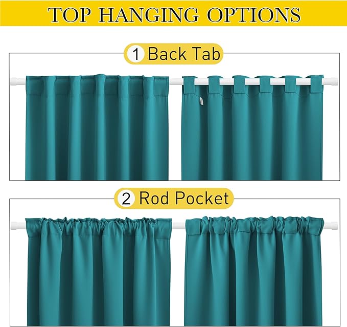 NICETOWN 2 Panels Outdoor Curtains Waterproof Pocket & Back Tab on Top &a...