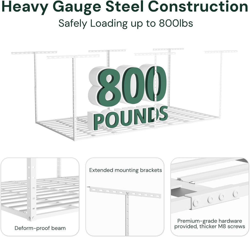 SunsGrove 2x8 Garage Storage Overhead Rack Organization, Adjustable Ceiling M...