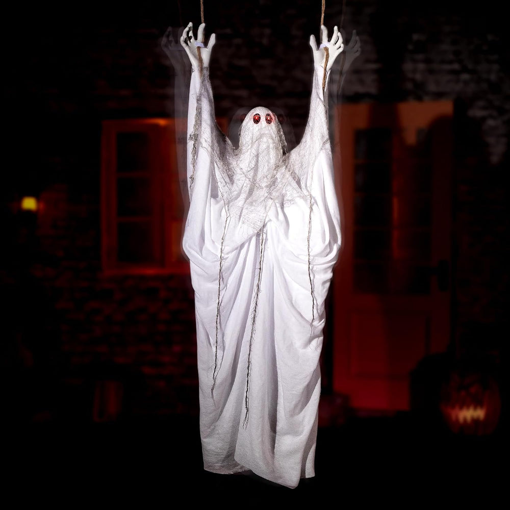 Halloween Animatronics 5ft Hanging Swing Ghost, Animated Floating Decorations...