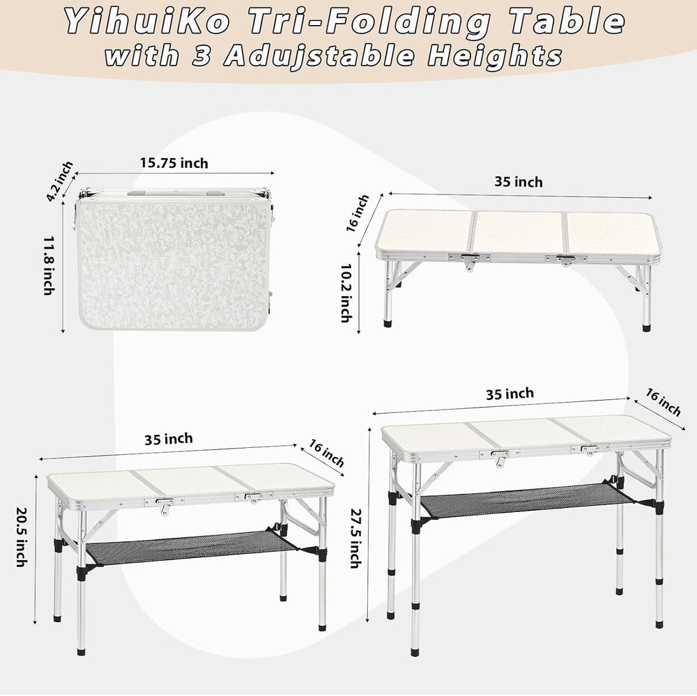 Folding Table with Storage Net, Lightweight Portable Picnic Table