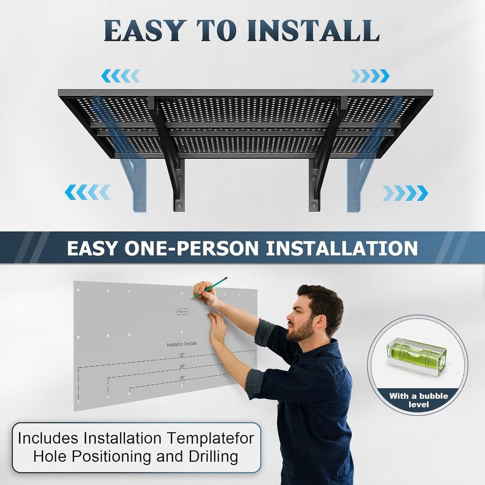 Jusgym 2 Pack Garage Shelving Wall Mounted, 2x3ft, 700LBS Integrated Grid