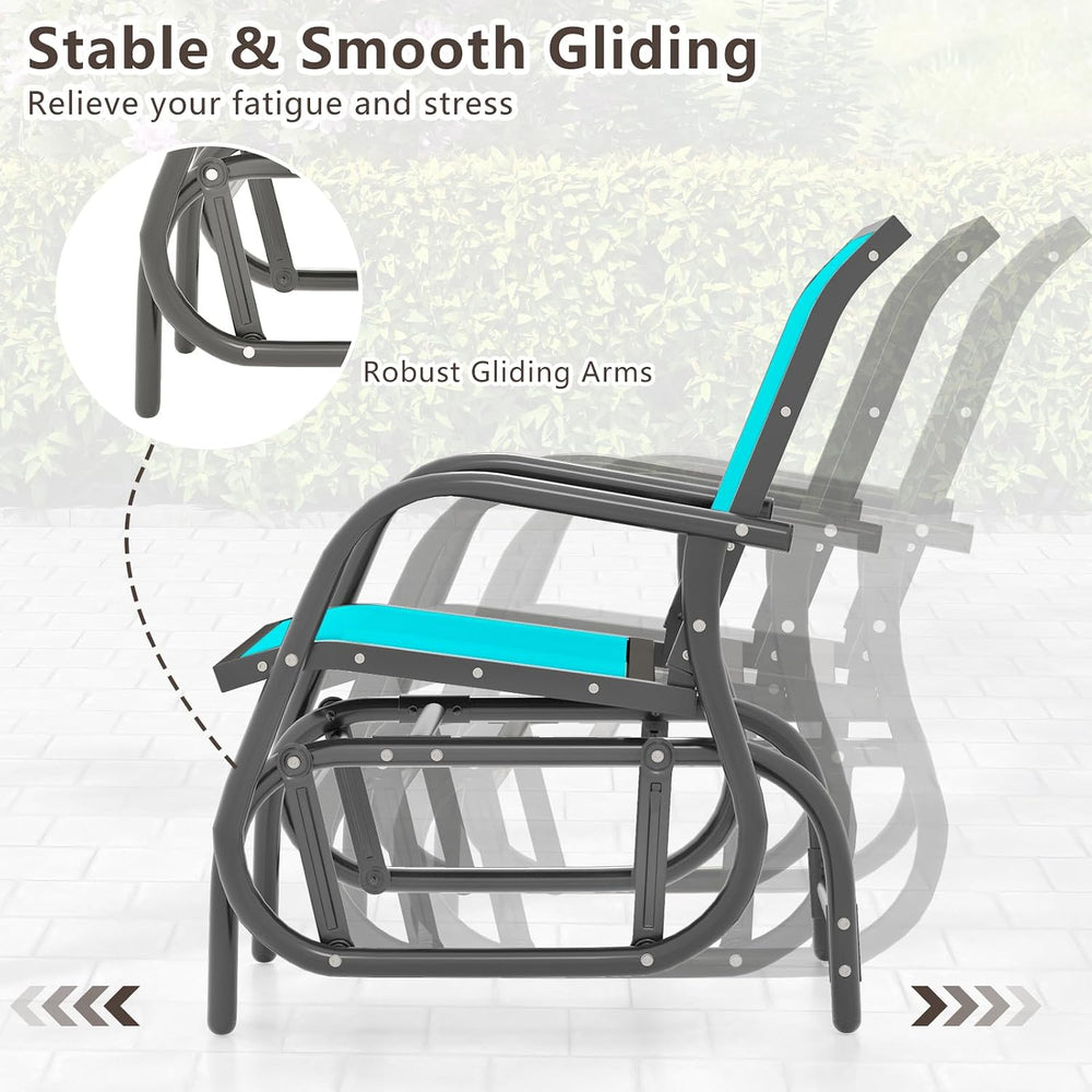 GIANTEX Outdoor Glider Chair, Patio Swing Chair w/Study Metal Frame
