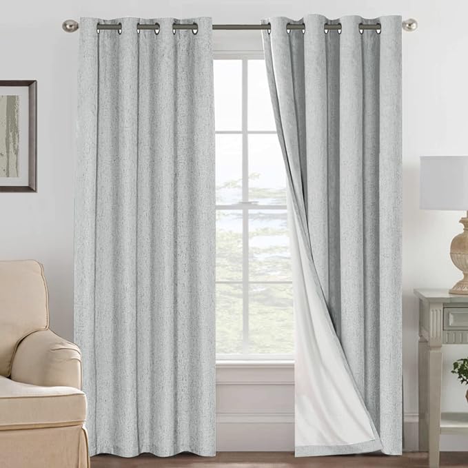 H.VERSAILTEX 100% Blackout Curtains for Bedroom Thermal Insulated Linen Textu...