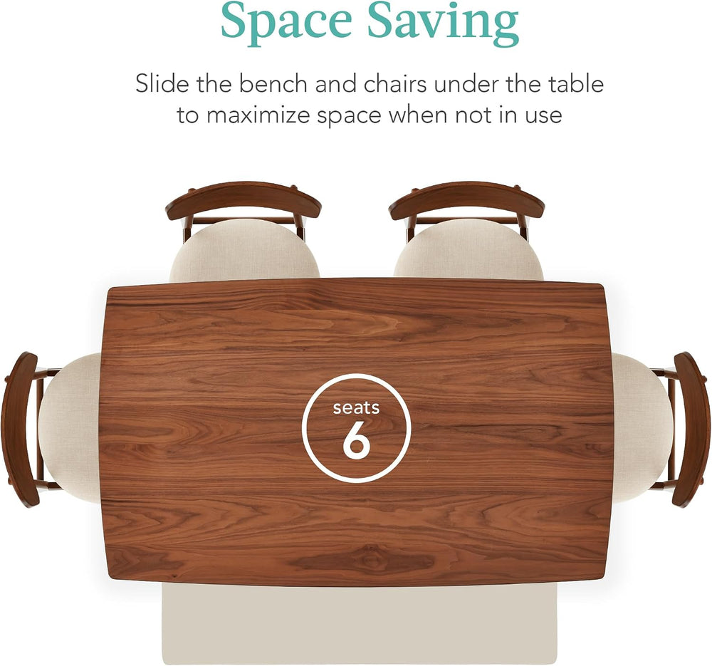 Best Choice Products 6-Piece Wooden Dining Set, Mid-Century Modern Table &amp...