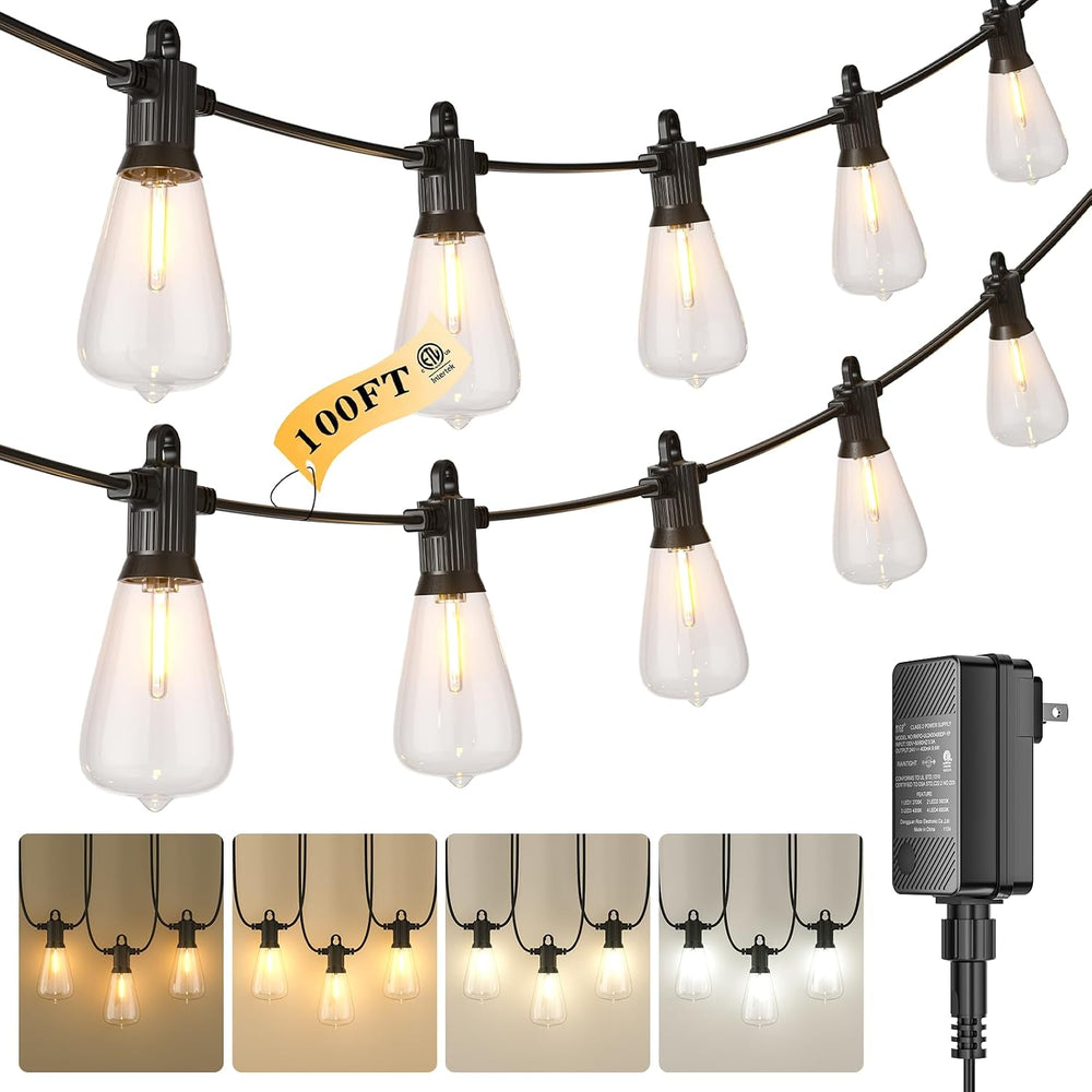 Kawaya ST38 100FT Outdoor String Lights, 2700k~6000k Dimmable Discolor IP65