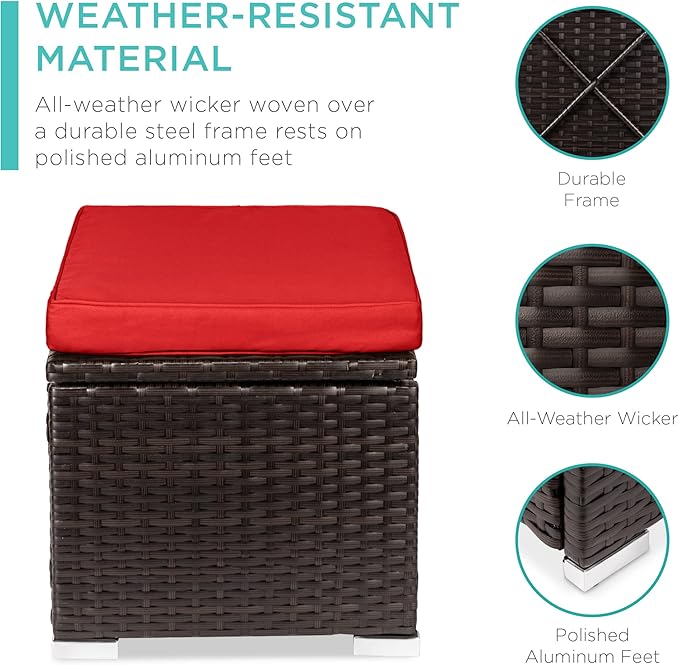 Best Choice Products Set of 2 Wicker Ottomans, Multipurpose Outdoor Furniture...