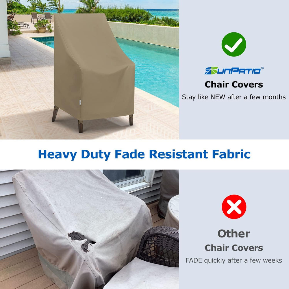 SunPatio Outdoor High Back Chair Covers 2 Pack, 27"W x 30"D x 42&qu...