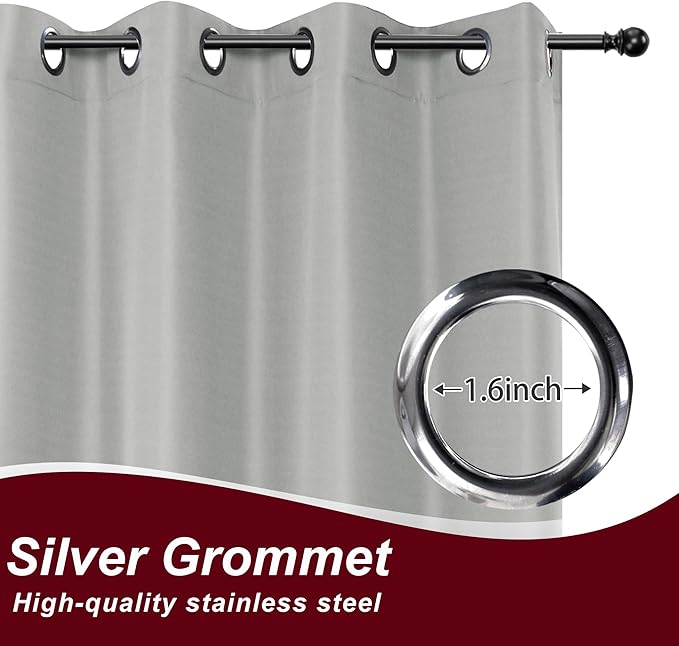 HolidayIdeas Grommet Outdoor Curtains for Patio Waterproof 8 Pcs All Weather ...