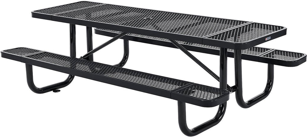 Global Industrial 8’L Rectangular Picnic Table, Expanded Metal, Black Thermop...