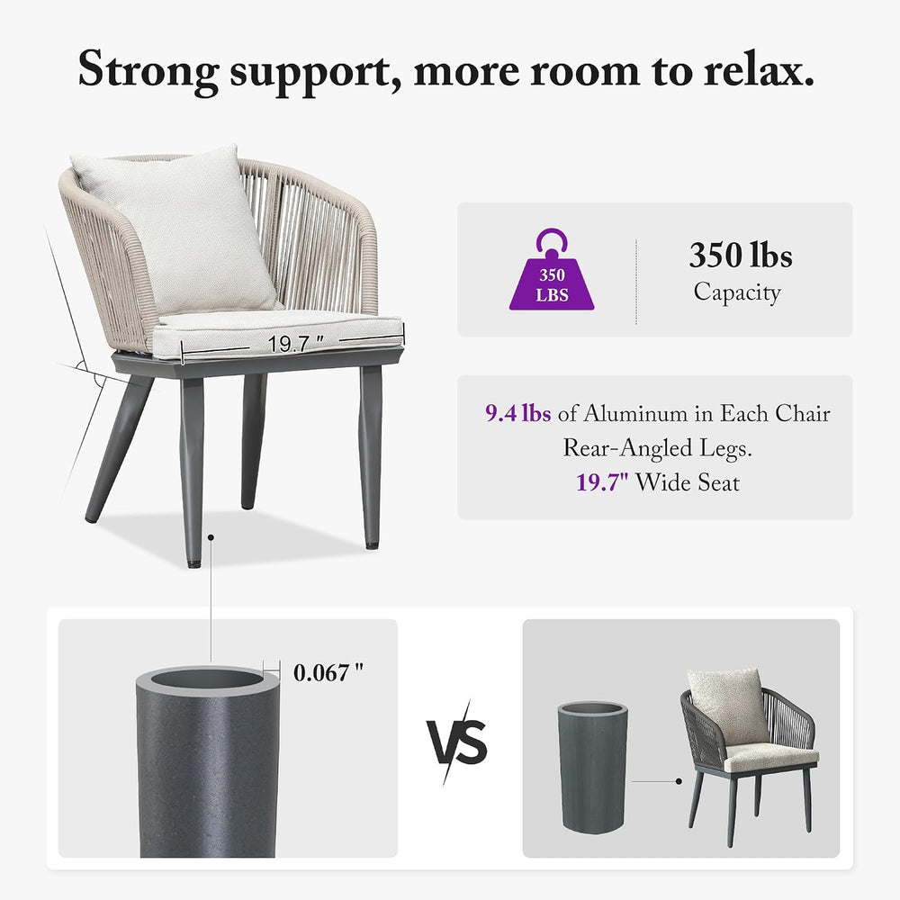 PURPLE LEAF 7 Pieces Patio Dining Set, Grey Aluminum Table and Taupe Chairs